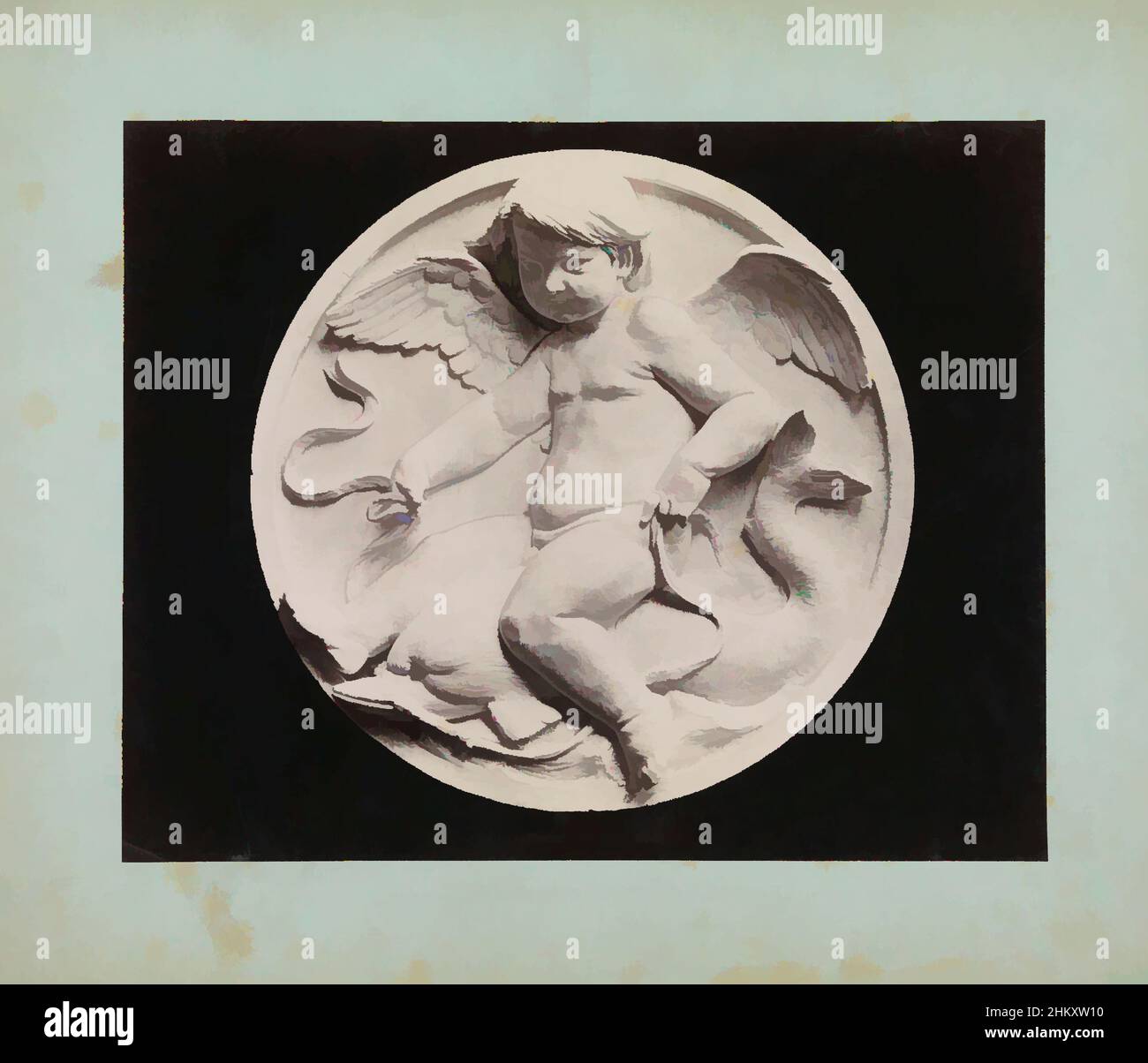 Kunst inspiriert von Relief eines Putto auf ein Meeresgeschöpf, möglicherweise ein Delphin,Fische von Prof. König, Josef Löwy, Europe, c.. 1875 - c. 1900, Karton, Albumendruck, Höhe 215 mm × Breite 270 mm, Classic Works modernisiert von Artotop mit einem Schuss Moderne. Formen, Farbe und Wert, auffällige visuelle Wirkung auf Kunst. Emotionen durch Freiheit von Kunstwerken auf zeitgemäße Weise. Eine zeitlose Botschaft, die eine wild kreative neue Richtung verfolgt. Künstler, die sich dem digitalen Medium zuwenden und die Artotop NFT erschaffen Stockfoto