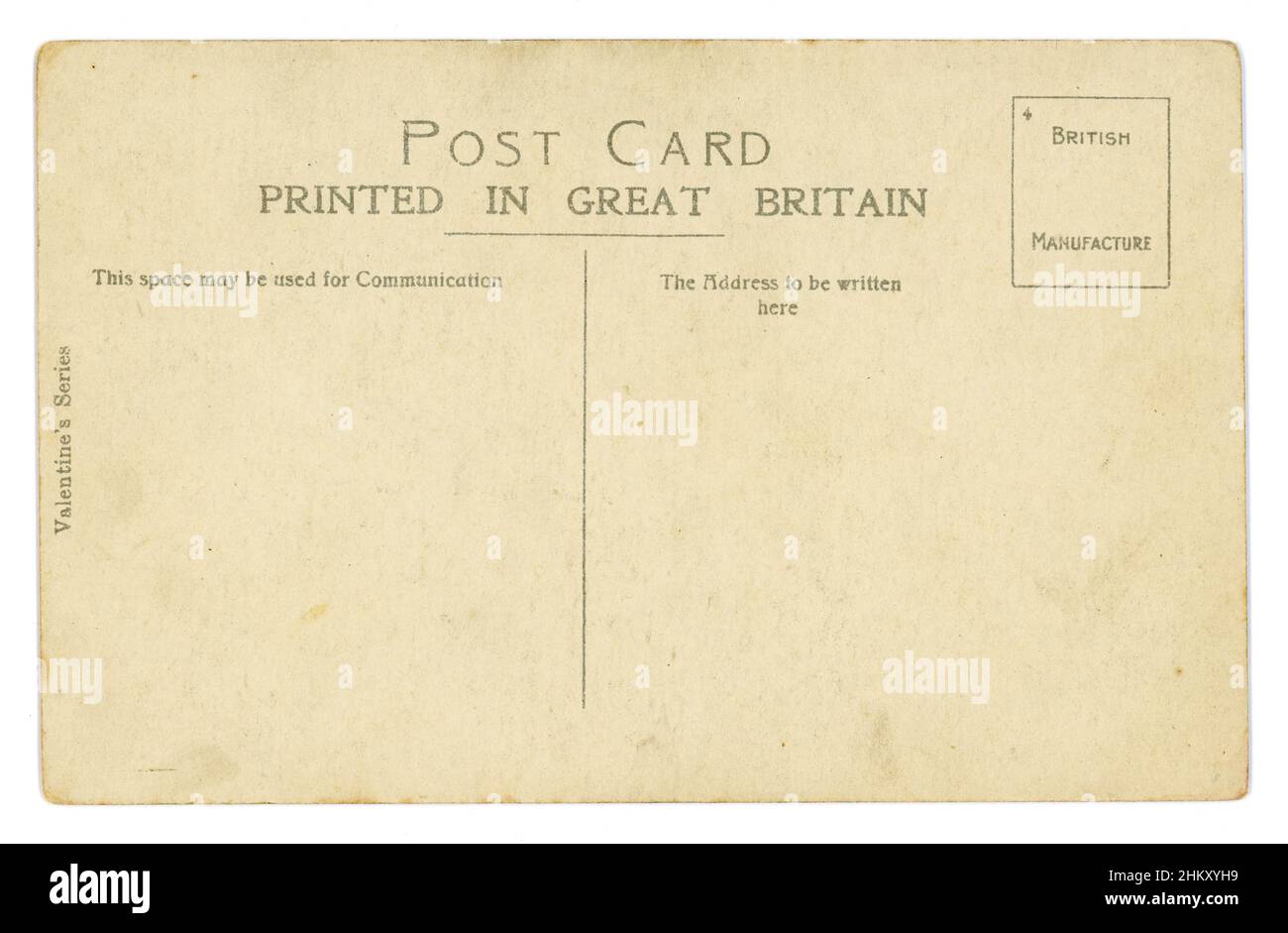 53-VE1431 Rückseite der ursprünglichen Postkarte aus dem Jahr WW1 mit leerem Platz zum Kopieren Stockfoto