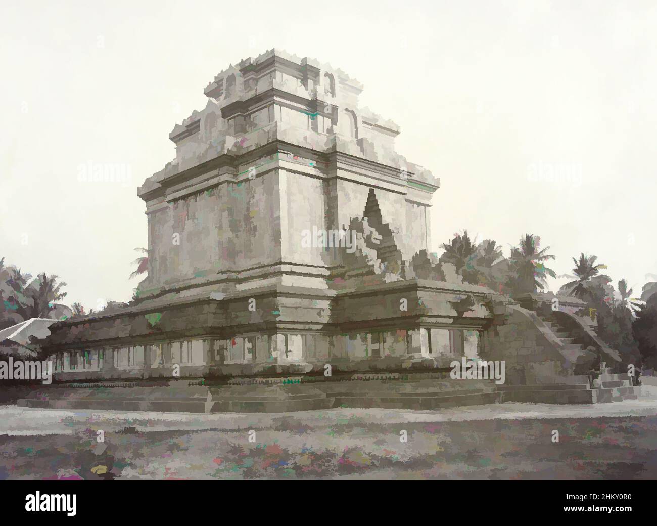 Kunst inspiriert von Temple Mendoet (nach der Restaurierung), südlich von Magelang, Dutch East Indies72. Mendoet, Tempel Mendoet (nach der Restaurierung), südlich von Magelang, Niederländisch-Indien, Onnes Kurkdjian, Magelang, c. 1895 - c. 1915, fotografische Unterstützung, Papier, Silbergelatine-Druck, Höhe 178 mm, Klassische Werke, die von Artotop mit einem Hauch von Moderne modernisiert wurden. Formen, Farbe und Wert, auffällige visuelle Wirkung auf Kunst. Emotionen durch Freiheit von Kunstwerken auf zeitgemäße Weise. Eine zeitlose Botschaft, die eine wild kreative neue Richtung verfolgt. Künstler, die sich dem digitalen Medium zuwenden und die Artotop NFT erschaffen Stockfoto