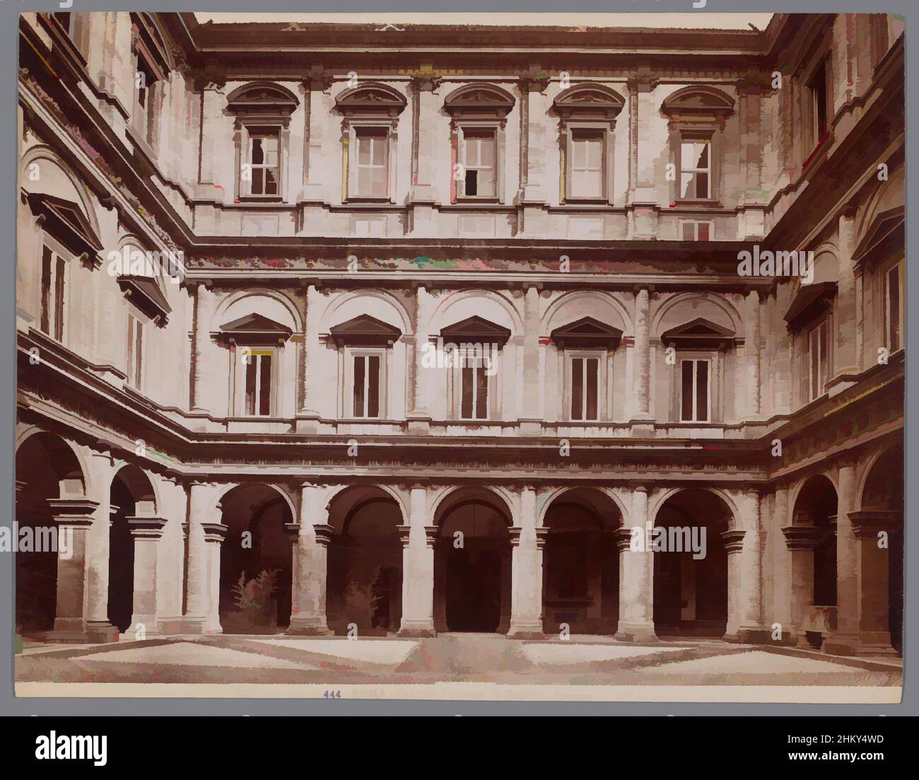 Kunst inspiriert von Portico des Palazzo Farnese, Rom, Frontalansicht vom Innenhof des Palazzo Farnese in Rom., James Anderson, Rom, c. 1870 - c. 1880, fotografischer Träger, Albumendruck, Höhe 204 mm × Breite 263 mm, Klassische Werke, die von Artotop mit einem Schuss Moderne modernisiert wurden. Formen, Farbe und Wert, auffällige visuelle Wirkung auf Kunst. Emotionen durch Freiheit von Kunstwerken auf zeitgemäße Weise. Eine zeitlose Botschaft, die eine wild kreative neue Richtung verfolgt. Künstler, die sich dem digitalen Medium zuwenden und die Artotop NFT erschaffen Stockfoto