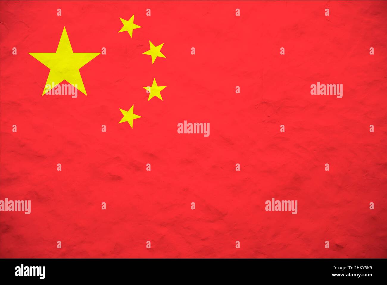 Die Flagge Chinas, offiziell die Nationalflagge der Volksrepublik China und auch oft als die fünf-Sterne-Rote Flagge bekannt Stockfoto