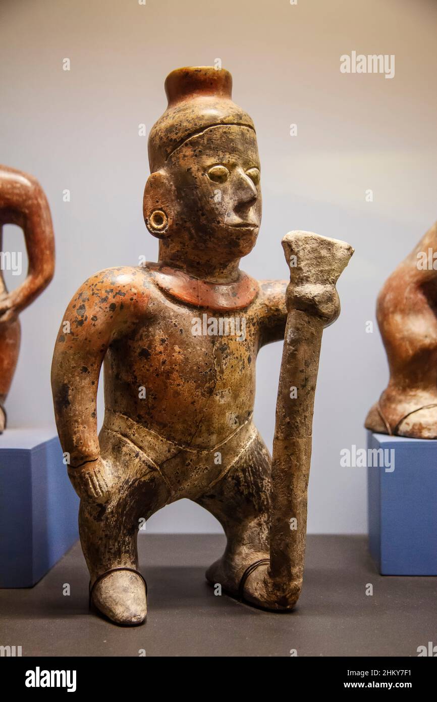 Prähispanische Statuette, Museo Universitario Alejandro Rangel Hidalgo, Nogueras. Colima. Mexiko, Nordamerika Stockfoto