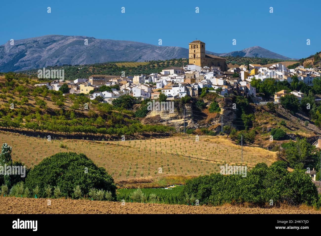 Panoramablick auf die Stadt Alhama de Granada. Provinz Granada, Andalusien, Spanien. Europa Stockfoto