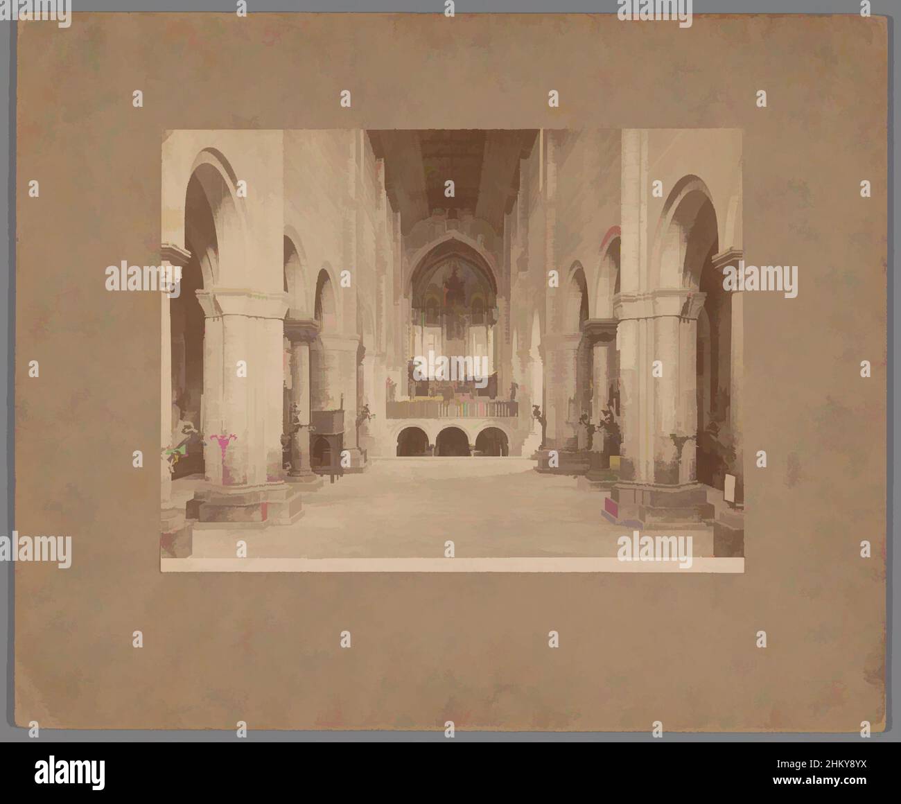 Kunst inspiriert von der Basilika San Zeno Maggiore in Verona, mit Blick auf den Chor, VERONA - Basilica di S. Zeno Maggiore. L'Interno., Alinari, S. Zeno, c. 1875 - c. 1900, Karton, Albumendruck, Höhe 188 mm × Breite 250 mm, Classic Works modernisiert von Artotop mit einem Schuss Moderne. Formen, Farbe und Wert, auffällige visuelle Wirkung auf Kunst. Emotionen durch Freiheit von Kunstwerken auf zeitgemäße Weise. Eine zeitlose Botschaft, die eine wild kreative neue Richtung verfolgt. Künstler, die sich dem digitalen Medium zuwenden und die Artotop NFT erschaffen Stockfoto