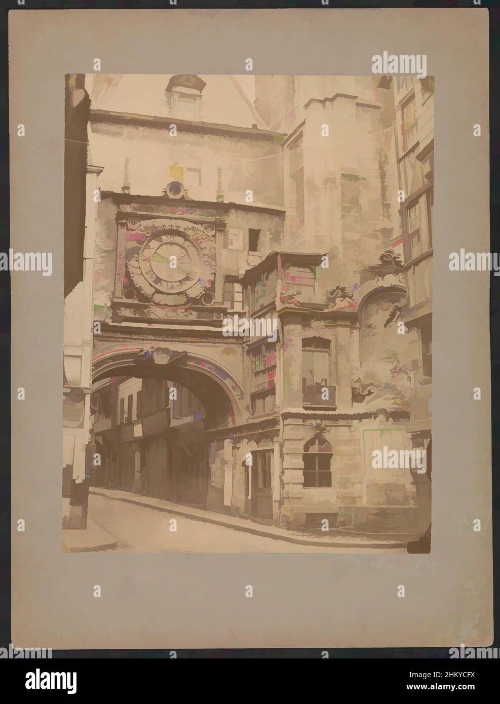 Kunst inspiriert von View of the Gros-Horloge in Rouen, Gros-Horloge, 1850 - 1900, Karton, Albumendruck, Höhe 344 mm × Breite 259 mm, Classic Works modernisiert von Artotop mit einem Schuss Modernität. Formen, Farbe und Wert, auffällige visuelle Wirkung auf Kunst. Emotionen durch Freiheit von Kunstwerken auf zeitgemäße Weise. Eine zeitlose Botschaft, die eine wild kreative neue Richtung verfolgt. Künstler, die sich dem digitalen Medium zuwenden und die Artotop NFT erschaffen Stockfoto