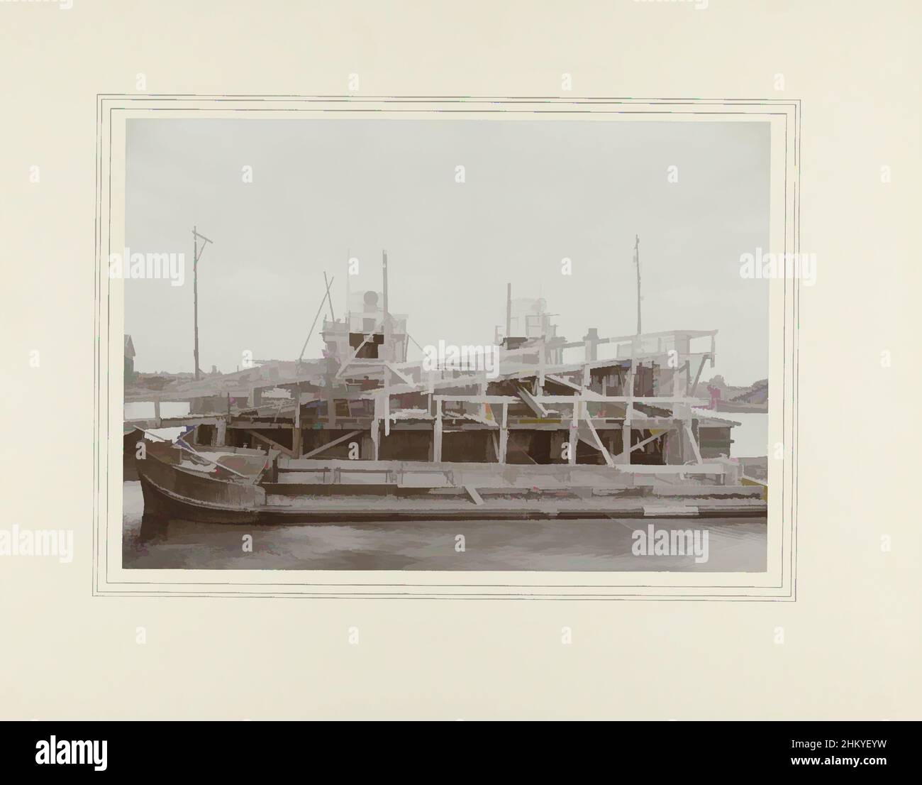 Kunst inspiriert von der Faltung der linken Bachsäule für die Brücke über die Alte Maas bei Spijkenisse, Brücke über die Alte Maas bei Spijkenisse (Serientitel), Arnaud Pistoor & Zoon, Den Bosch, Sep-1901, Karton, fotografische Unterstützung, Höhe 293 mm × Breite 420 mm, Classic Works modernisiert von Artotop mit einem Schuss Modernität. Formen, Farbe und Wert, auffällige visuelle Wirkung auf Kunst. Emotionen durch Freiheit von Kunstwerken auf zeitgemäße Weise. Eine zeitlose Botschaft, die eine wild kreative neue Richtung verfolgt. Künstler, die sich dem digitalen Medium zuwenden und die Artotop NFT erschaffen Stockfoto