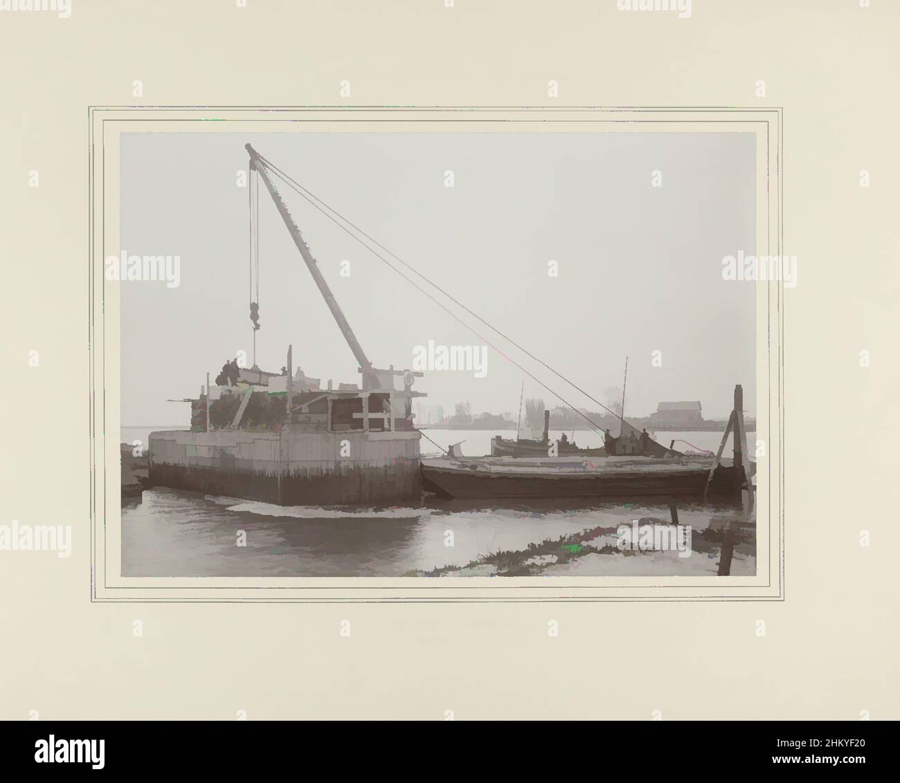 Kunst inspiriert durch den Bau der Banksäule für die Brücke über die Alte Maas in Spijkenisse, Brücke über die Alte Maas in Spijkenisse (Serientitel), Arnaud Pistoor & Zoon, Den Bosch, Nov-1900, Karton, fotografische Unterstützung, Höhe 293 mm × Breite 419 mm, Classic Works modernisiert von Artotop mit einem Schuss Modernität. Formen, Farbe und Wert, auffällige visuelle Wirkung auf Kunst. Emotionen durch Freiheit von Kunstwerken auf zeitgemäße Weise. Eine zeitlose Botschaft, die eine wild kreative neue Richtung verfolgt. Künstler, die sich dem digitalen Medium zuwenden und die Artotop NFT erschaffen Stockfoto