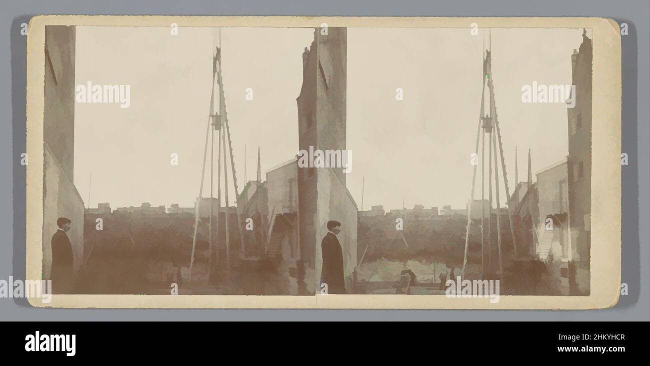 Kunst inspiriert von Baustelle in Amsterdam, Th. Van Heemstede Obelt, Amsterdam, 1905, Barytapapier, Karton, Höhe 87 mm × Breite 177 mm, Classic Works modernisiert von Artotop mit einem Schuss Modernität. Formen, Farbe und Wert, auffällige visuelle Wirkung auf Kunst. Emotionen durch Freiheit von Kunstwerken auf zeitgemäße Weise. Eine zeitlose Botschaft, die eine wild kreative neue Richtung verfolgt. Künstler, die sich dem digitalen Medium zuwenden und die Artotop NFT erschaffen Stockfoto