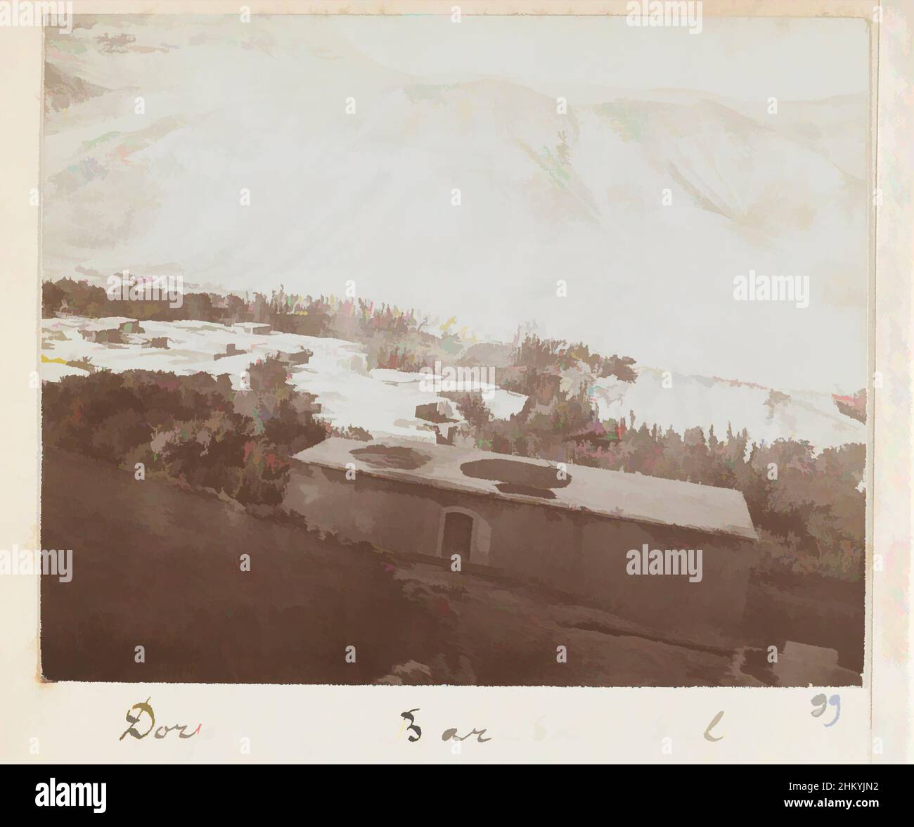 Kunst inspiriert von Einem Dorf im Tal des Barada-Flusses, Syrien, Dorf i/h Barada-Tal, L. Heldring, Syrië, 1898, fotografische Unterstützung, Höhe 82 mm × Breite 102 mm, Classic Works modernisiert von Artotop mit einem Schuss Modernität. Formen, Farbe und Wert, auffällige visuelle Wirkung auf Kunst. Emotionen durch Freiheit von Kunstwerken auf zeitgemäße Weise. Eine zeitlose Botschaft, die eine wild kreative neue Richtung verfolgt. Künstler, die sich dem digitalen Medium zuwenden und die Artotop NFT erschaffen Stockfoto