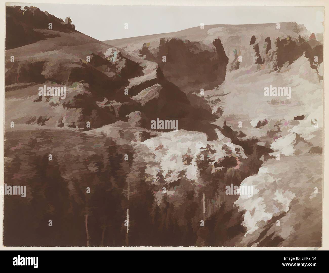 Kunst inspiriert von Blick auf das Tal des Barada-Flusses, Syrien, Barada-Tal, L. Heldring, Syrië, 1898, fotografischer Träger, Höhe 83 mm × Breite 109 mm, Classic Works modernisiert von Artotop mit einem Schuss Moderne. Formen, Farbe und Wert, auffällige visuelle Wirkung auf Kunst. Emotionen durch Freiheit von Kunstwerken auf zeitgemäße Weise. Eine zeitlose Botschaft, die eine wild kreative neue Richtung verfolgt. Künstler, die sich dem digitalen Medium zuwenden und die Artotop NFT erschaffen Stockfoto