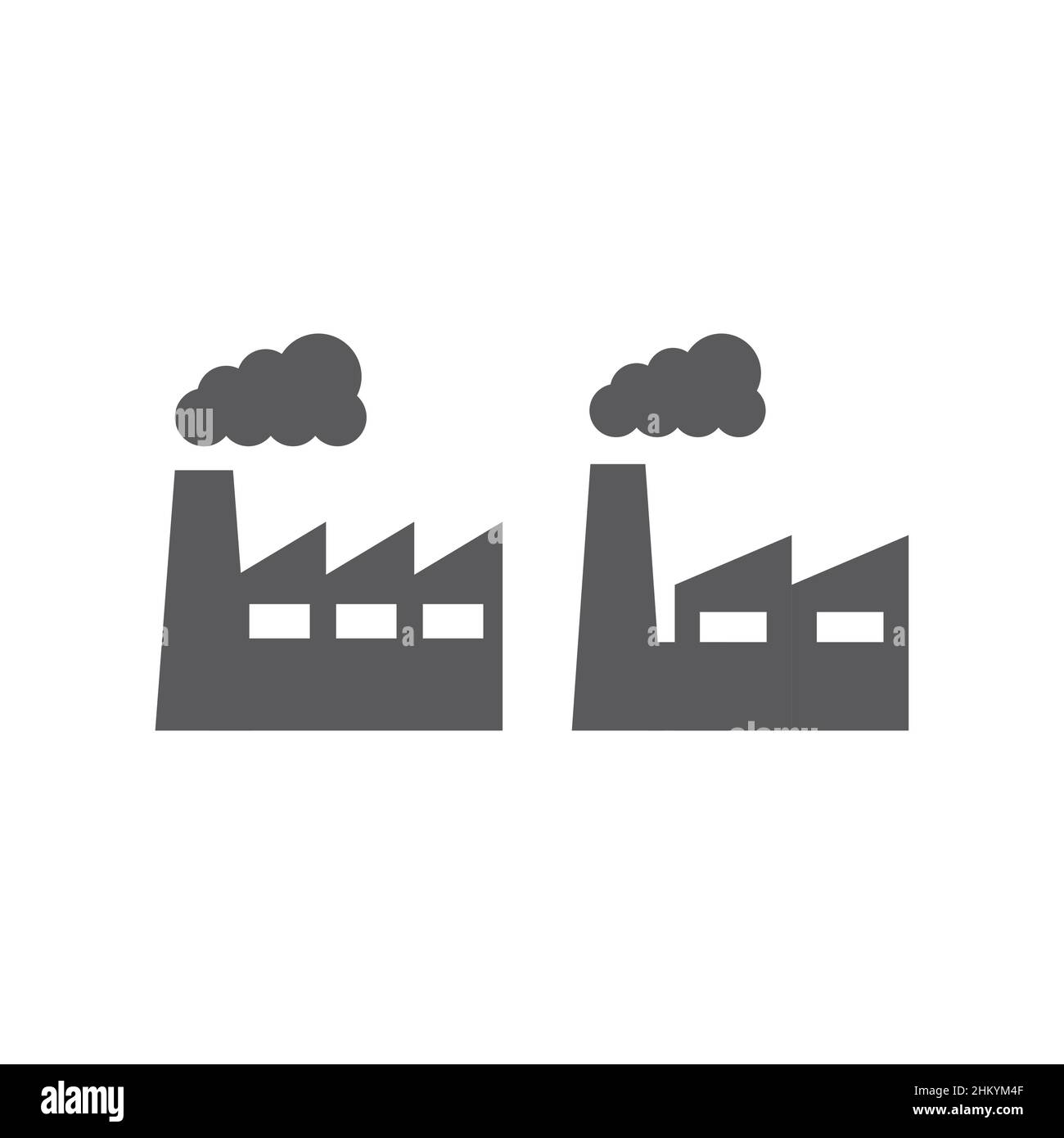 Fabrik mit rauchschwarzem Vektor-Symbol. Symbol „Verschmutzung gefüllt“. Stock Vektor