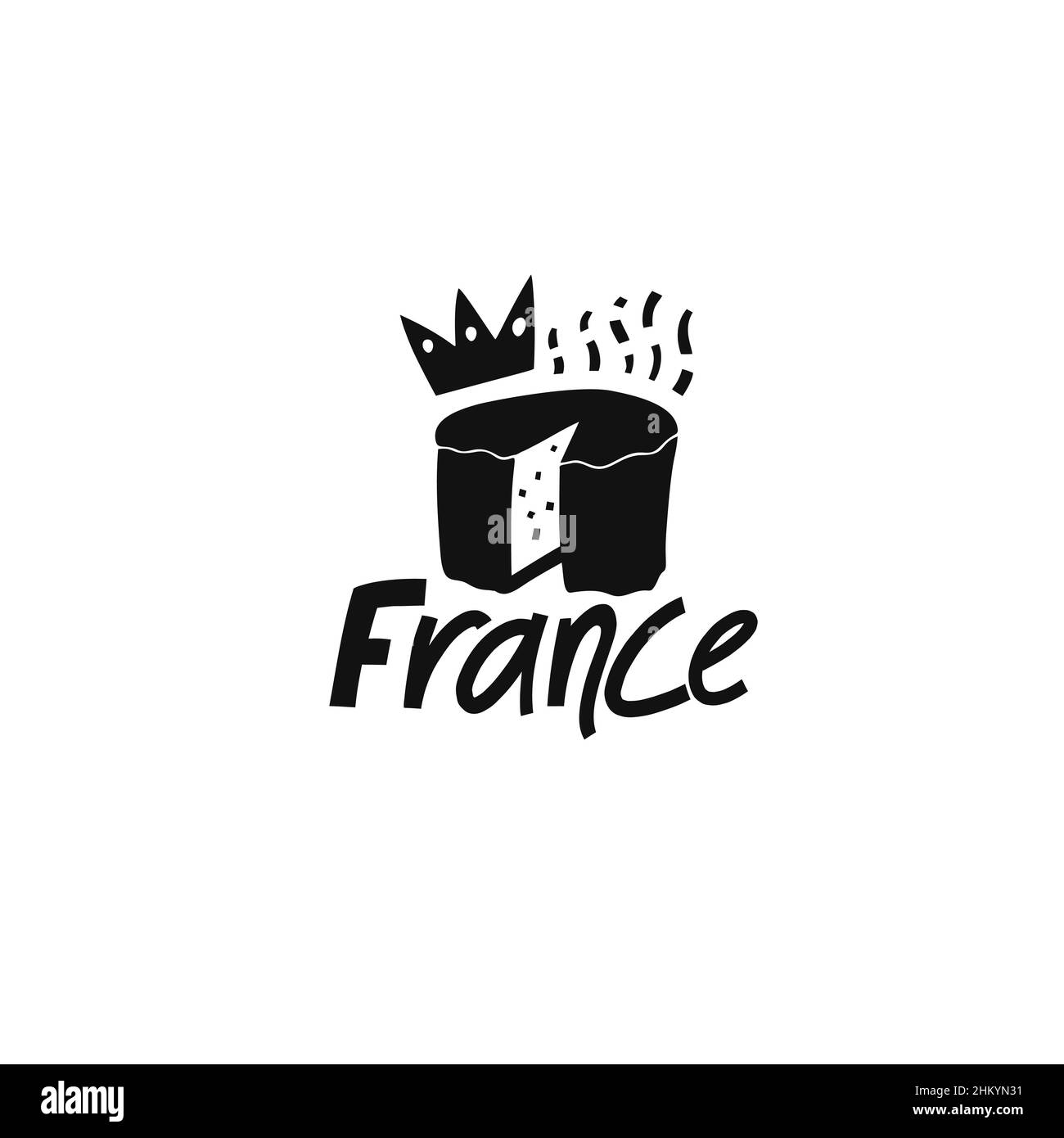 Vektor Handgezeichnetes Symbol von Frankreich. Reisedarstellung der französischen Schilder. Handgezeichnete Schriftzüge. Französisches Wahrzeichen-Logo Stock Vektor