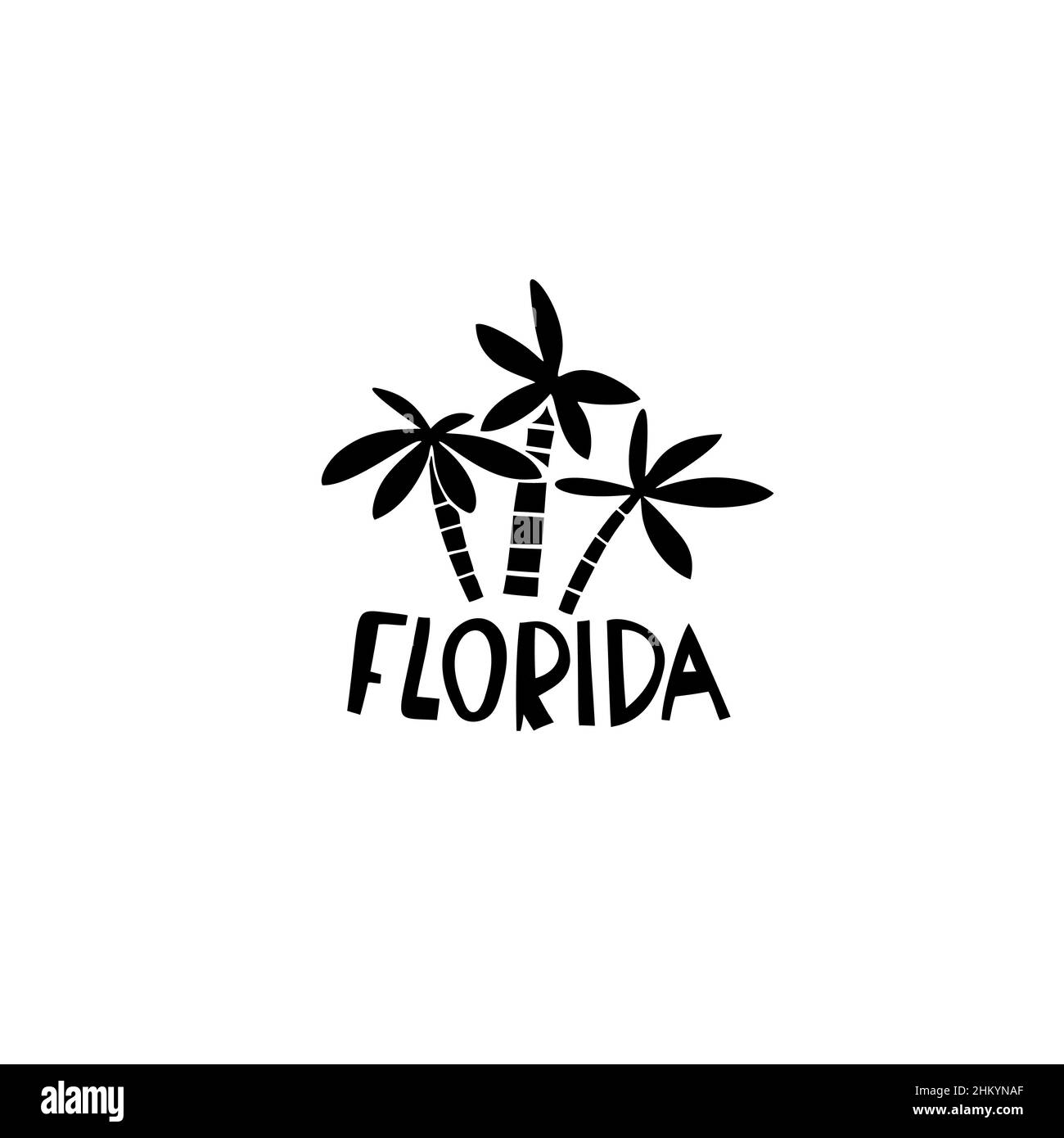 Vektor Handgezeichnetes Symbol von Florida. Reisedarstellung der USA-Schilder. Handgezeichnete Schriftzüge. Das Wahrzeichen Amerikas Stock Vektor