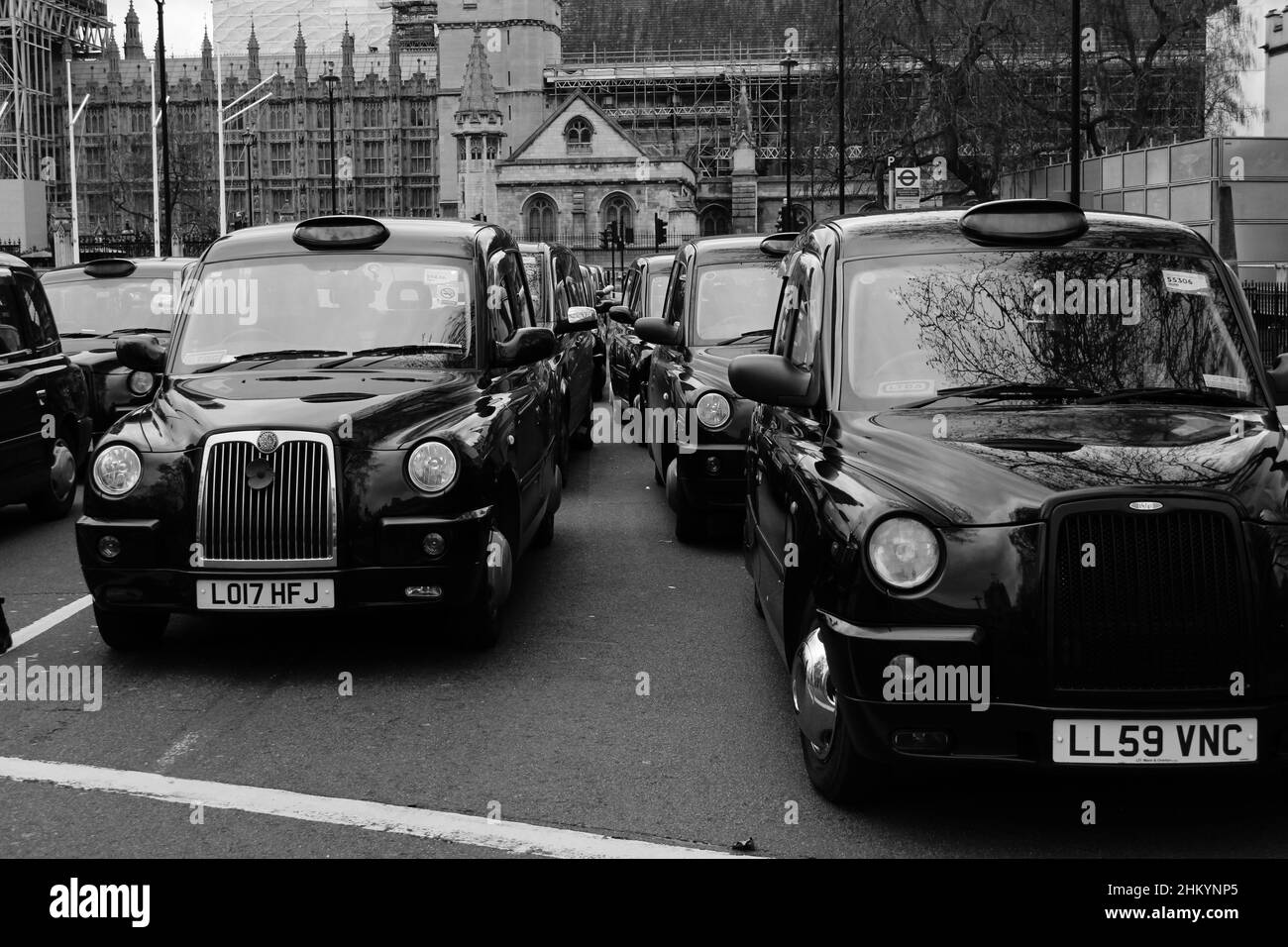Taxi streikt im märz 2019 in London Stockfoto