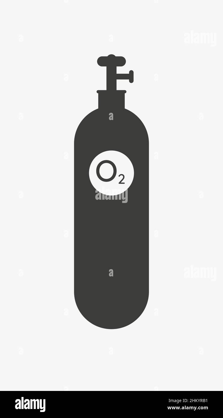 Vektor-Symbol für Sauerstoffflasche auf weißem Hintergrund Stock Vektor