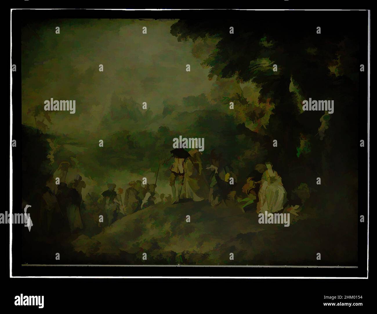 Kunst inspiriert von der Reproduktion von Antoine Watteau, Embarkation für Cythera, Louvre, nach: Jean Antoine Watteau, 1907 - 1935, Glas, Rutsche, Höhe 180 mm × Breite 240 mm, Klassische Werke, die von Artotop mit einem Schuss Moderne modernisiert wurden. Formen, Farbe und Wert, auffällige visuelle Wirkung auf Kunst. Emotionen durch Freiheit von Kunstwerken auf zeitgemäße Weise. Eine zeitlose Botschaft, die eine wild kreative neue Richtung verfolgt. Künstler, die sich dem digitalen Medium zuwenden und die Artotop NFT erschaffen Stockfoto