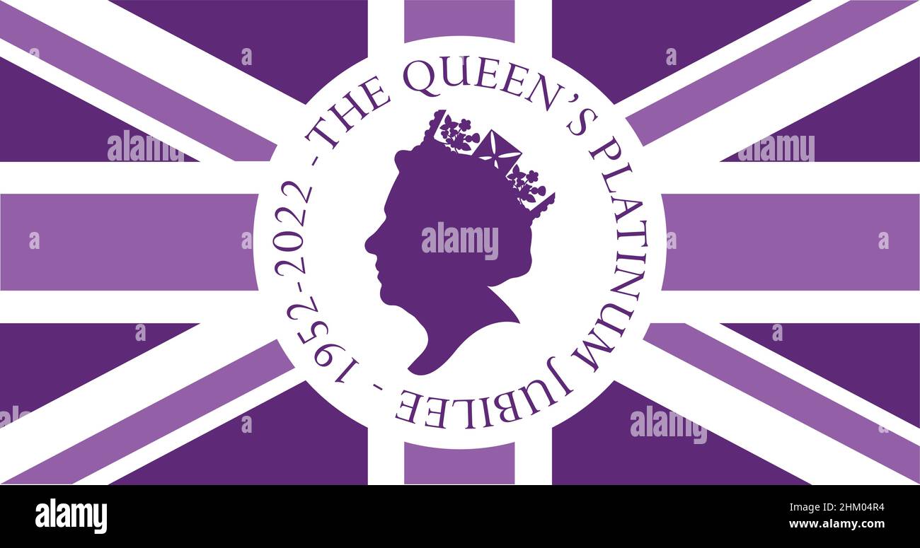 Hintergrund zur Feier des Platin-Jubiläums der Königin mit Seitenprofil von Königin Elizabeth Stock Vektor