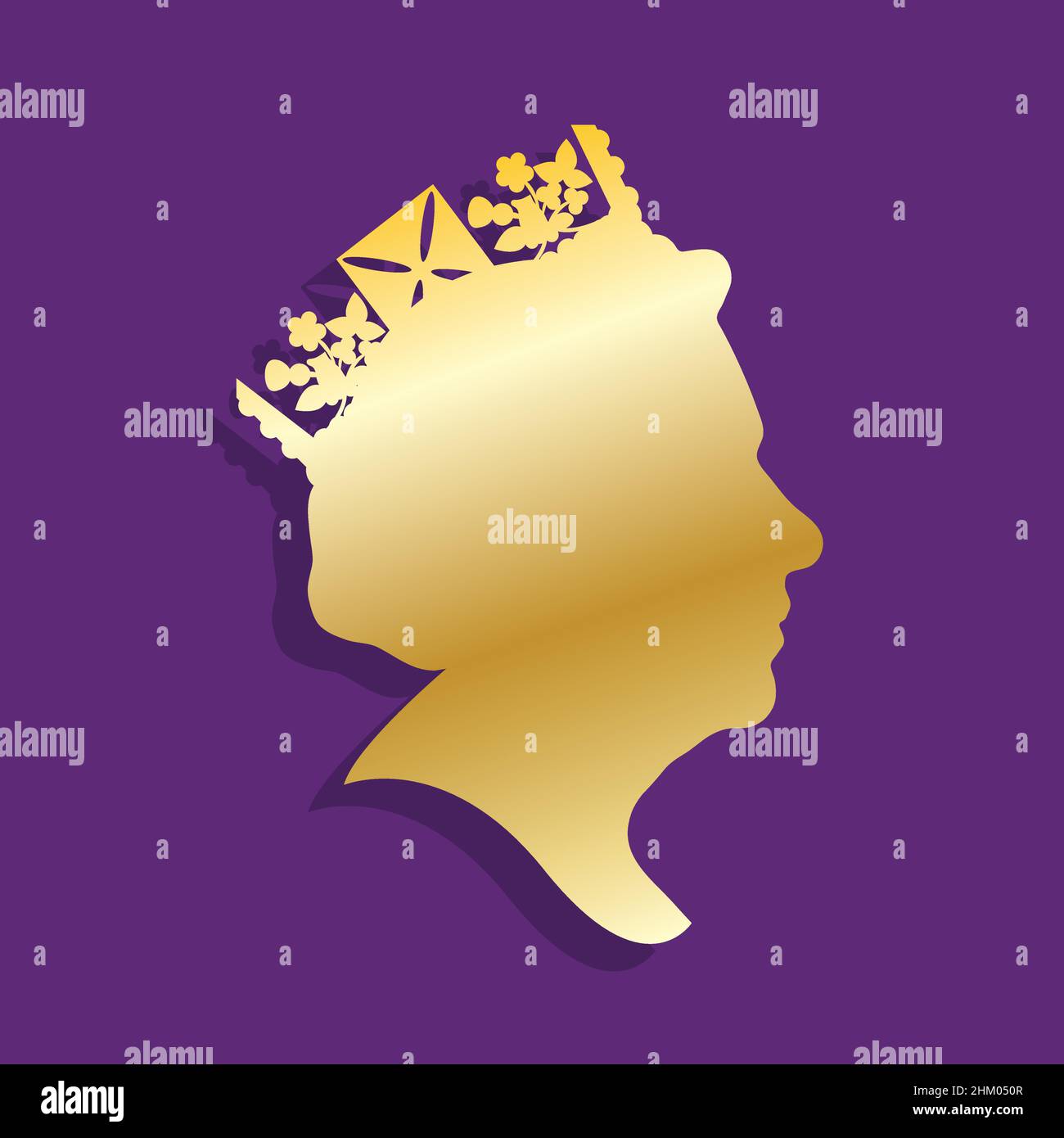 Seitenprofil Silhouette von Königin Elizabeth trägt eine Krone Stock Vektor
