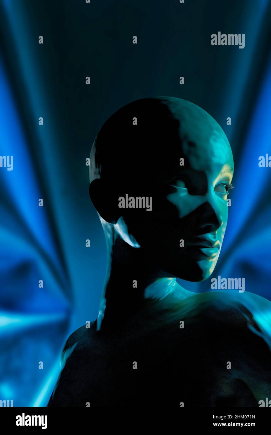 Weibliche Alien android, Computer generiert Stockfoto
