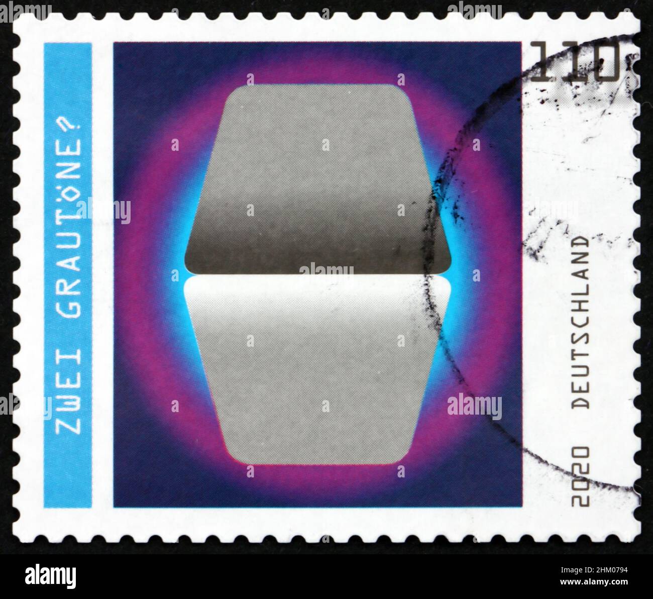 DEUTSCHLAND - UM 2020: Eine in Deutschland gedruckte Marke zeigt optische Täuschung, zwei Grautöne, um 2020 Stockfoto