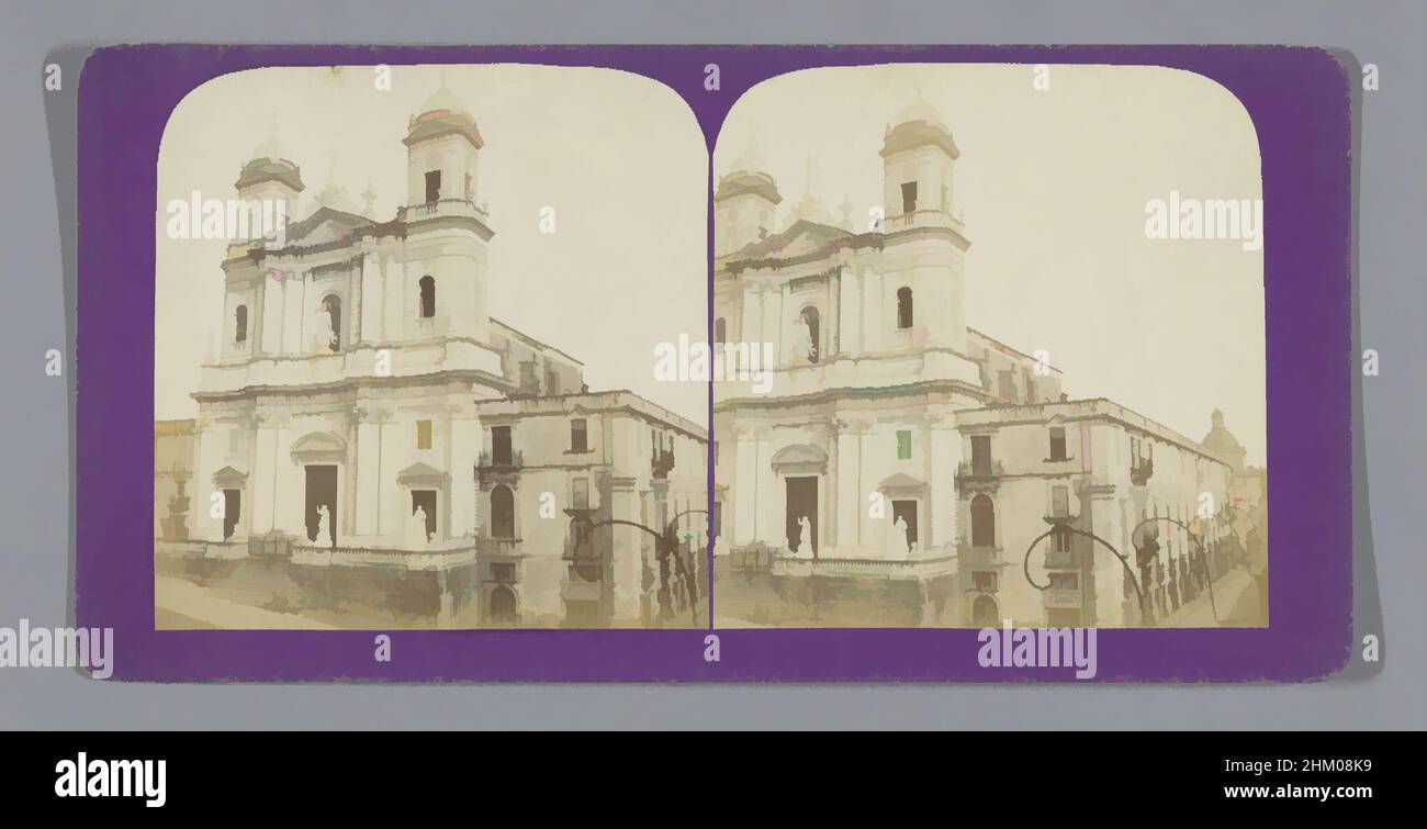 Kunst inspiriert von Blick auf den San Francesco d'Assisi all'Immacolata in Catania, Eglise Saint Francois d'Assise, Catane, Jean Andrieu (zugeschrieben), Catania, 1862 - 1876, Karton, Papier, Albumen Print, Höhe 88 mm × Breite 177 mm, Classic Works modernisiert von Artotop mit einem Schuss Moderne. Formen, Farbe und Wert, auffällige visuelle Wirkung auf Kunst. Emotionen durch Freiheit von Kunstwerken auf zeitgemäße Weise. Eine zeitlose Botschaft, die eine wild kreative neue Richtung verfolgt. Künstler, die sich dem digitalen Medium zuwenden und die Artotop NFT erschaffen Stockfoto