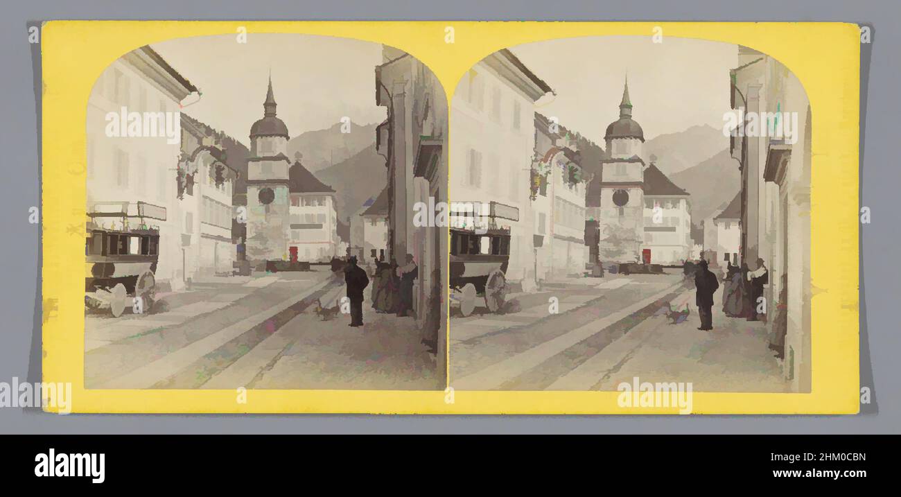 Kunst inspiriert von der Straße in Altdorf, mit Blick auf den Wilhelm Tell-Turm, Altorf et la Tour de Guillaume Tell. Suisse., William England, Altdorf, c. 1850 - c. 1880, Karton, Albumendruck, Höhe 85 mm × Breite 170 mm, Classic Works modernisiert von Artotop mit einem Schuss Moderne. Formen, Farbe und Wert, auffällige visuelle Wirkung auf Kunst. Emotionen durch Freiheit von Kunstwerken auf zeitgemäße Weise. Eine zeitlose Botschaft, die eine wild kreative neue Richtung verfolgt. Künstler, die sich dem digitalen Medium zuwenden und die Artotop NFT erschaffen Stockfoto