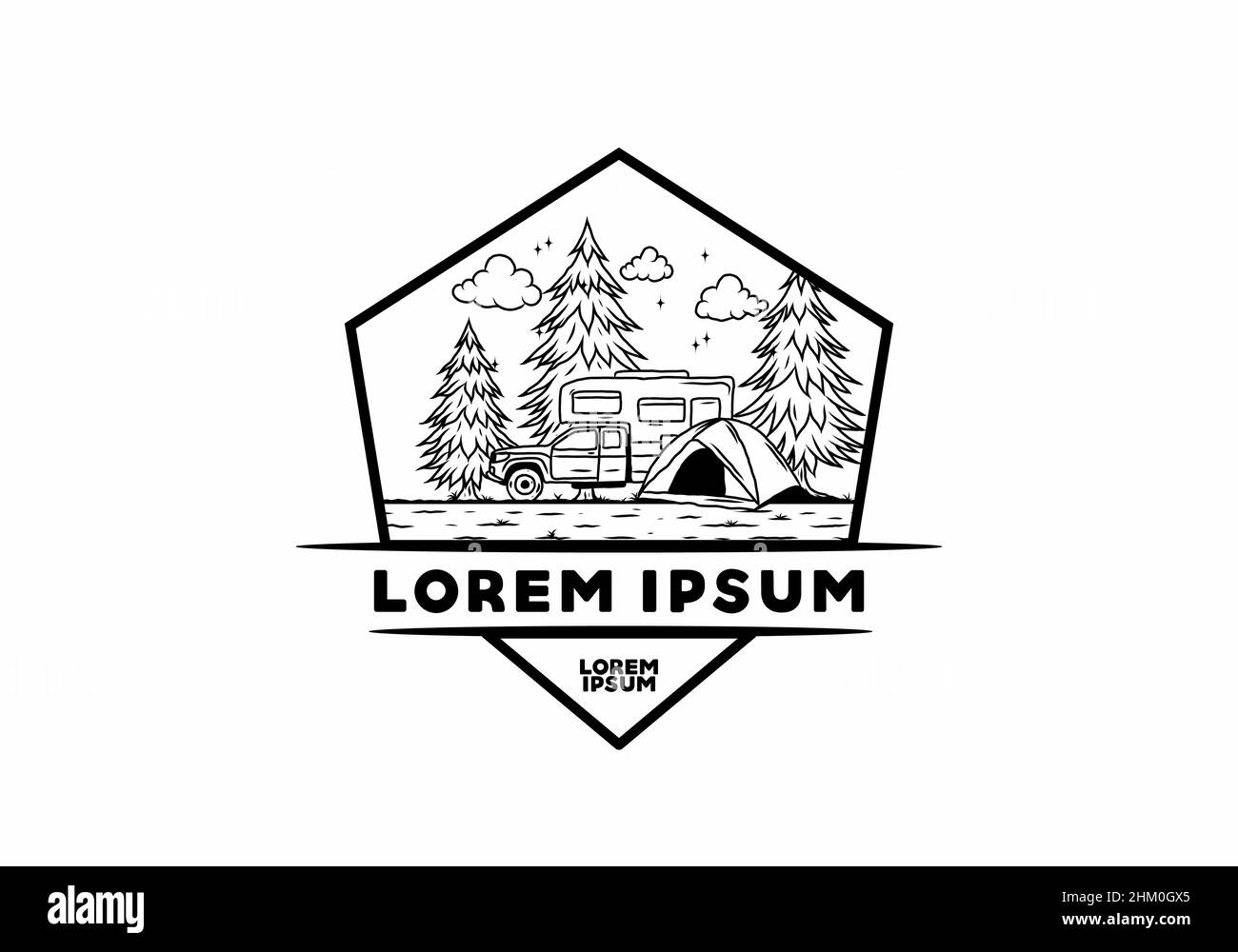 Wohnmobil Camping in Natur Illustration Design Stock Vektor