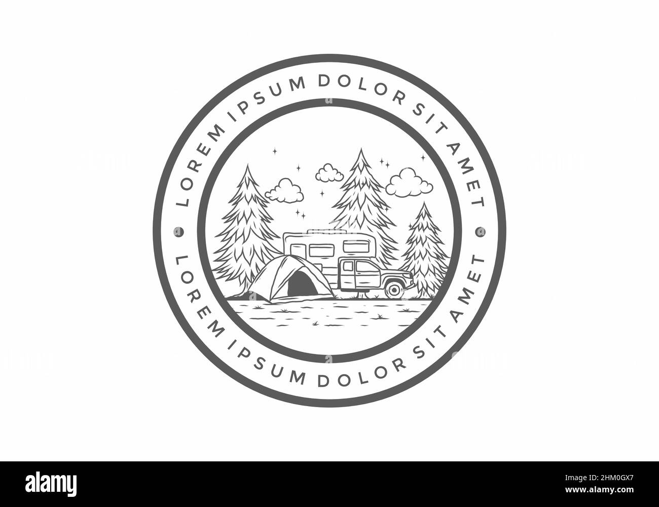 Wohnmobil Camping in Natur Illustration Design Stock Vektor