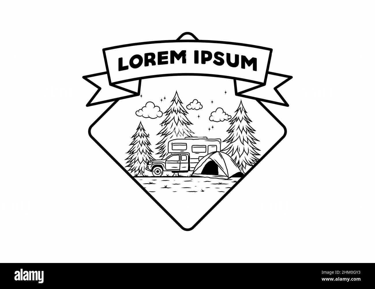 Wohnmobil Camping in Natur Illustration Design Stock Vektor