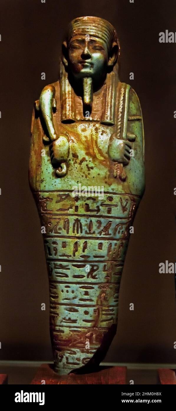 Shabti von Wahibraemakhet, Faience, 17 x 4,5 x 3,9 cm, 664–525 v. Chr., 26. Dynastie, Ägypten (Museo Egizio di Torino Italien) Stockfoto