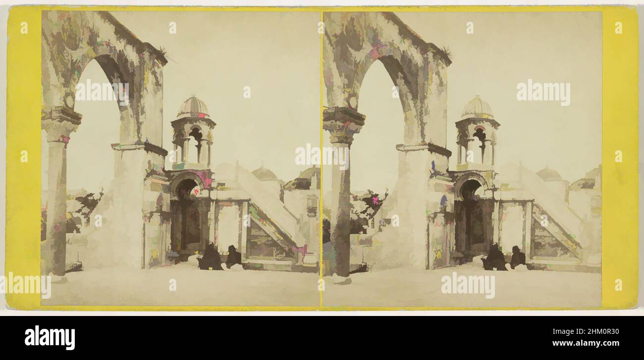 Kunst inspiriert von Minbar im Innenhof der Moschee von Omar, Jerusalem, Jerusalem. - Die Moschee von Omar. Blick auf den Hof mit feiner Saracenic Pulpit, Good's Eastern Series, Frank Mason Good, Verlag: Frank Mason Good, Omarmoskee, Verlag: London, 1866 - 1875, Karton, Paper, Classic Works modernisiert von Artotop mit einem Schuss Moderne. Formen, Farbe und Wert, auffällige visuelle Wirkung auf Kunst. Emotionen durch Freiheit von Kunstwerken auf zeitgemäße Weise. Eine zeitlose Botschaft, die eine wild kreative neue Richtung verfolgt. Künstler, die sich dem digitalen Medium zuwenden und die Artotop NFT erschaffen Stockfoto