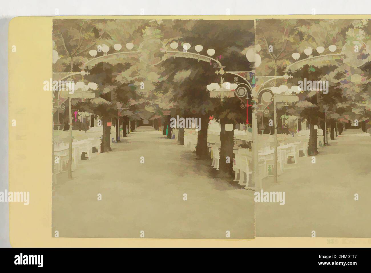 Kunst inspiriert von Garten des Kroll Opernhauses, Berlin, Kroll's Garten, Berlin, Johann Friedrich Stiehm, Verlag: Johann Friedrich Stiehm, Berlin, 1880, Karton, Papier, Albumen Print, Höhe 85 mm × Breite 176 mm, Classic Works modernisiert von Artotop mit einem Schuss Moderne. Formen, Farbe und Wert, auffällige visuelle Wirkung auf Kunst. Emotionen durch Freiheit von Kunstwerken auf zeitgemäße Weise. Eine zeitlose Botschaft, die eine wild kreative neue Richtung verfolgt. Künstler, die sich dem digitalen Medium zuwenden und die Artotop NFT erschaffen Stockfoto