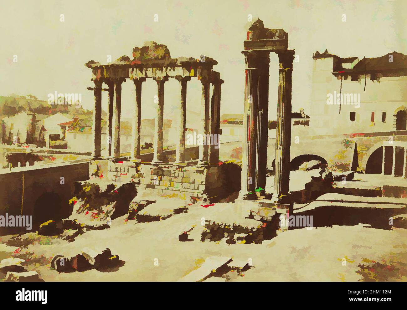 Kunst inspiriert von View of the Roman Forum in Rom, Tempel van Caesar, 1850 - 1900, Karton, Albumendruck, Höhe 106 mm × Breite 167 mm, Classic Works modernisiert von Artotop mit einem Schuss Modernität. Formen, Farbe und Wert, auffällige visuelle Wirkung auf Kunst. Emotionen durch Freiheit von Kunstwerken auf zeitgemäße Weise. Eine zeitlose Botschaft, die eine wild kreative neue Richtung verfolgt. Künstler, die sich dem digitalen Medium zuwenden und die Artotop NFT erschaffen Stockfoto