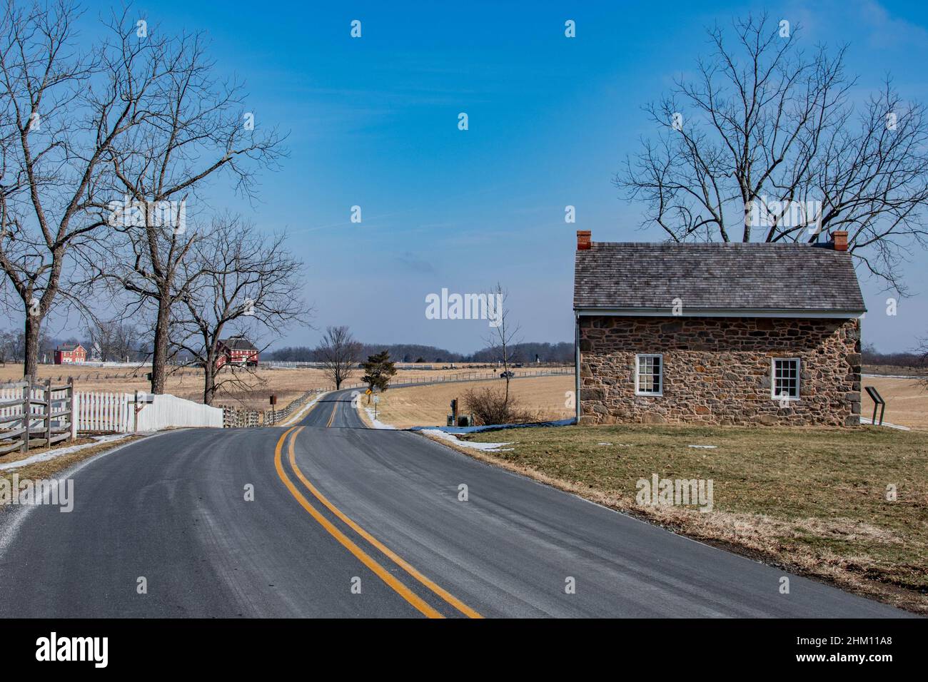 Die Landschaft von Gettysburg an einem Winternachmittag Stockfoto