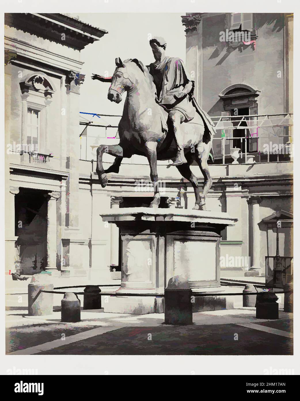 Kunst inspiriert von Bronzestatue des Marcus Aurelius im Campidoglio, c. 1850 - c. 1870, Albumendruck, Höhe 343 mm × Breite 290 mmhöhe 528 mm × Breite 408 mm, Classic Works modernisiert von Artotop mit einem Schuss Moderne. Formen, Farbe und Wert, auffällige visuelle Wirkung auf Kunst. Emotionen durch Freiheit von Kunstwerken auf zeitgemäße Weise. Eine zeitlose Botschaft, die eine wild kreative neue Richtung verfolgt. Künstler, die sich dem digitalen Medium zuwenden und die Artotop NFT erschaffen Stockfoto