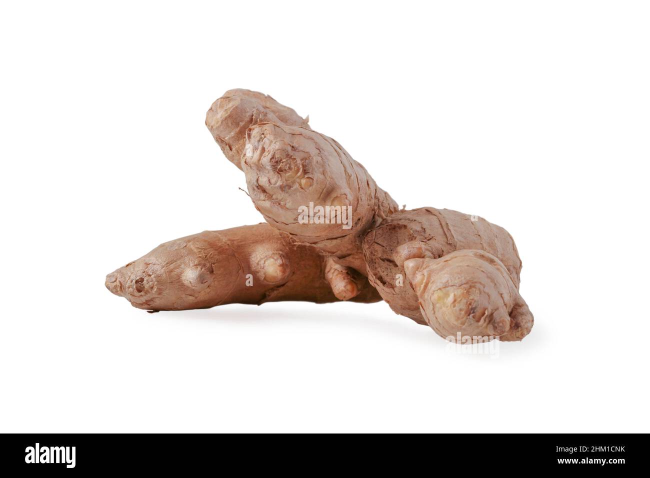 Ingwer-Wurzel-Closeup isoliert auf weißem Hintergrund Stockfoto