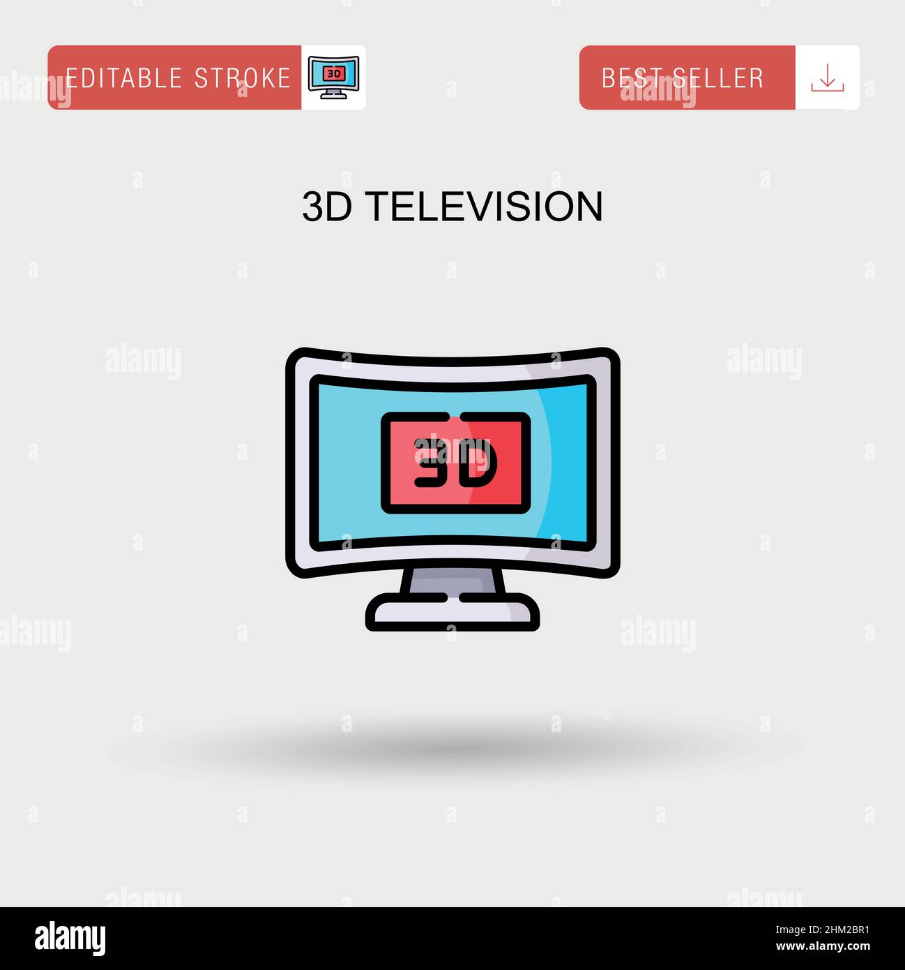 3D einfaches Vektorsymbol für Fernseher. Stock Vektor
