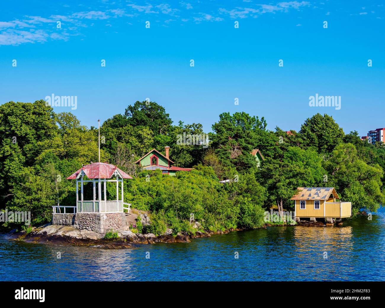 Lindholmen Island, Lake Malar, Stockholm, Stockholm County, Schweden Stockfoto