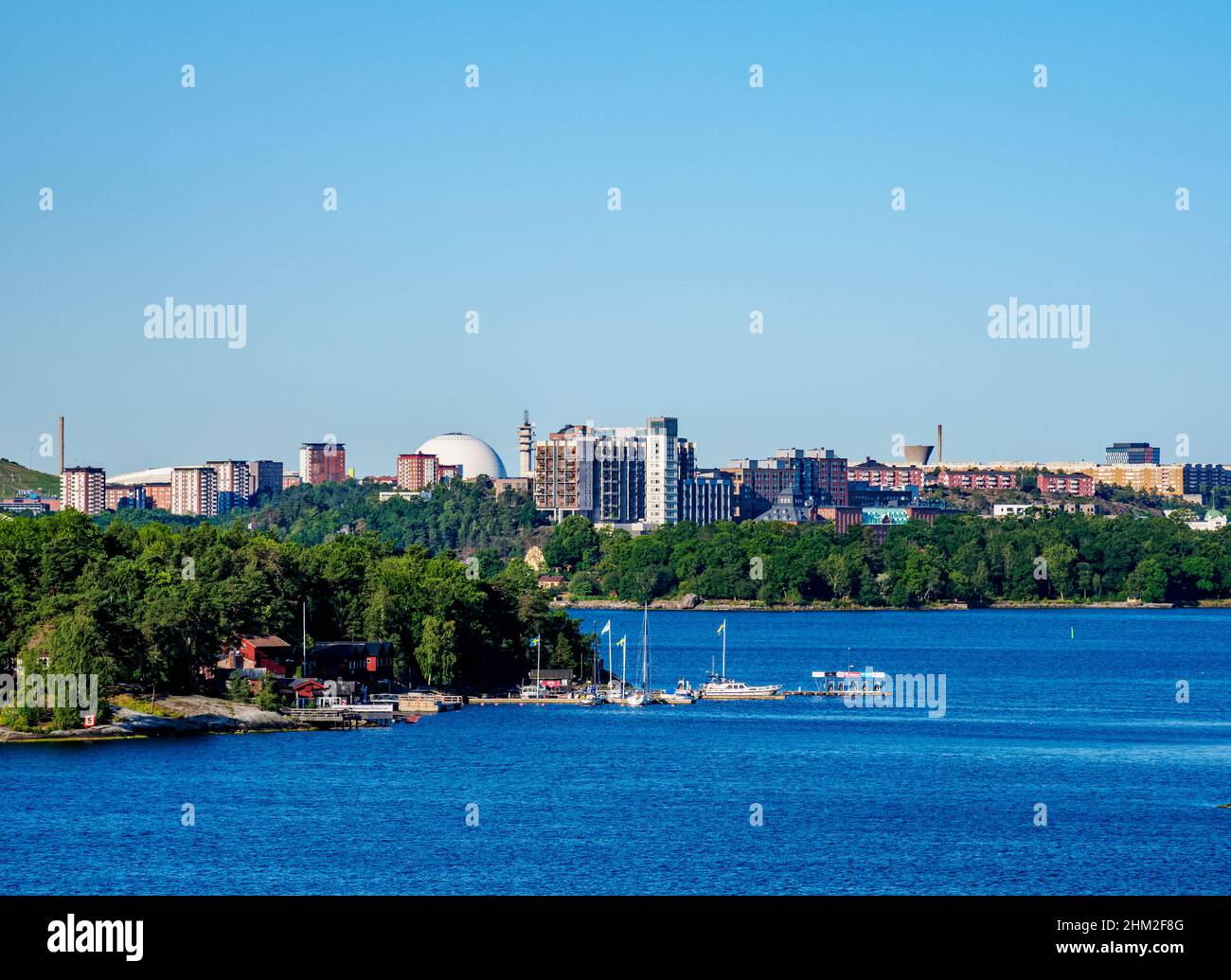 Blick auf die Skyline von Stockholm, Stockholm County, Schweden Stockfoto