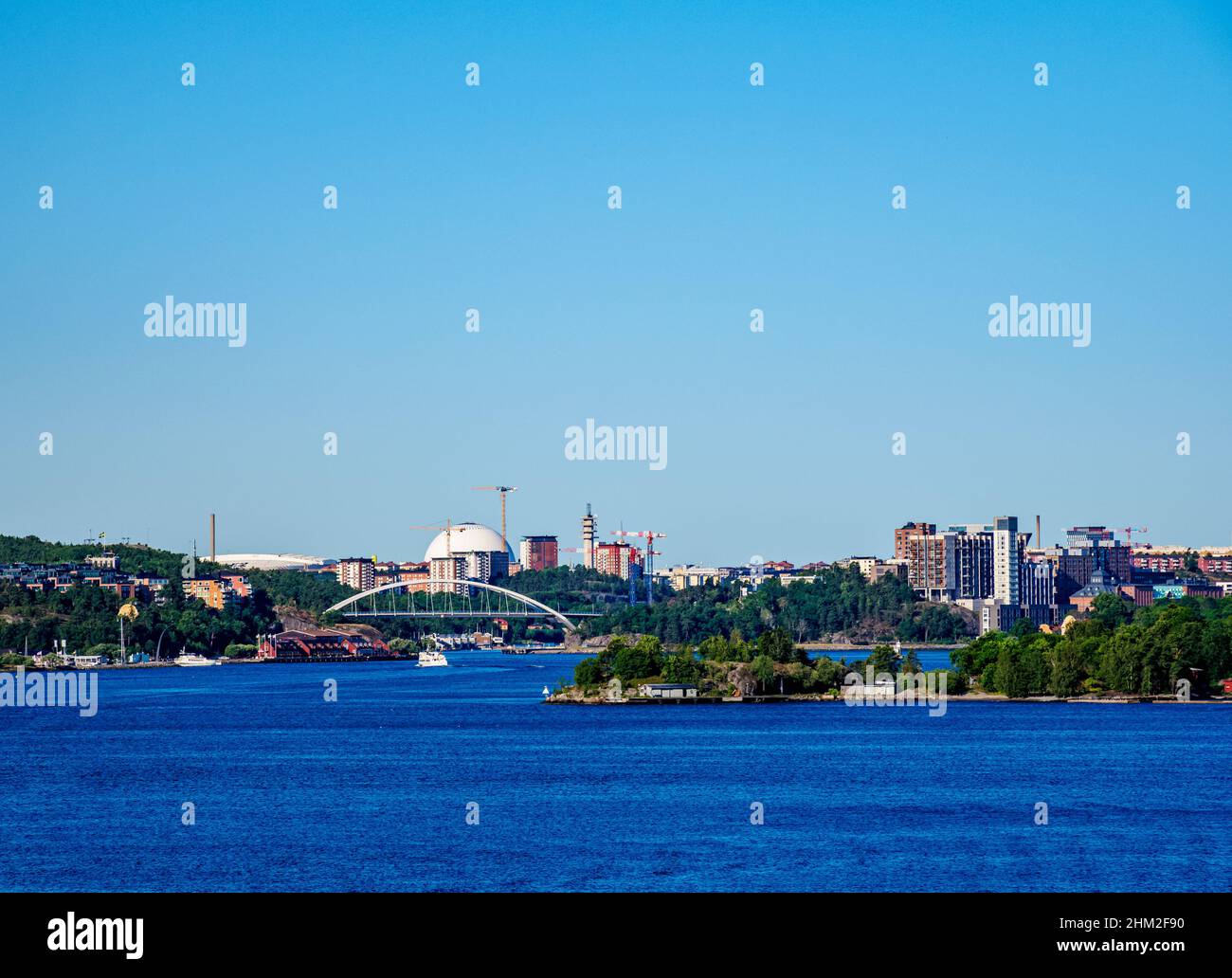 Blick auf die Skyline von Stockholm, Stockholm County, Schweden Stockfoto