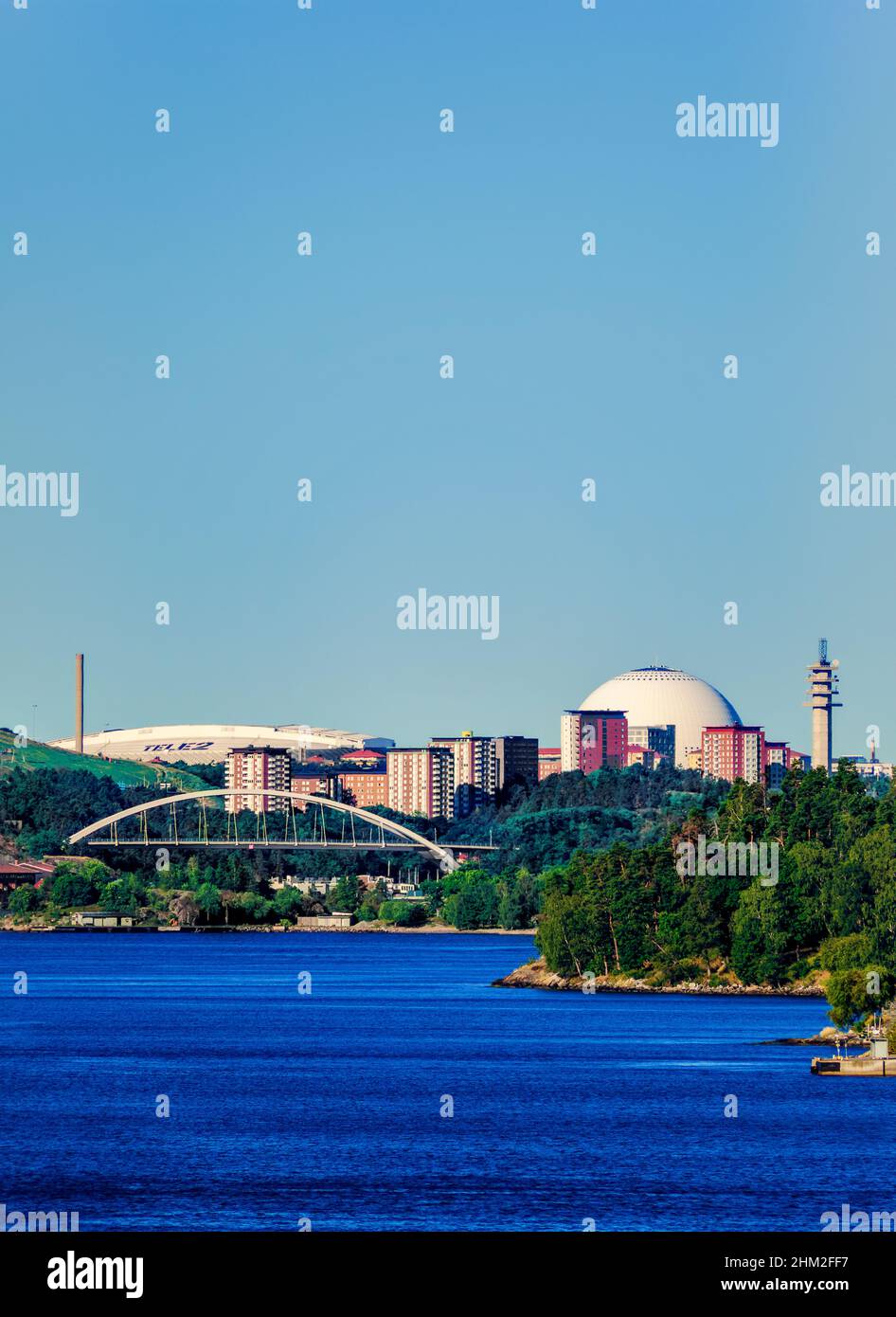 Blick auf die Skyline von Stockholm, Stockholm County, Schweden Stockfoto