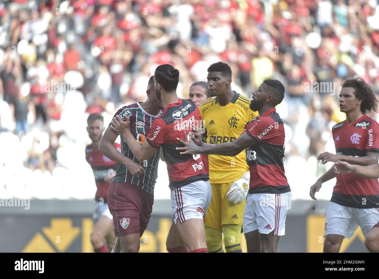 Rio de Janeiro-Brasilien 6. Februar 2022, Spiel zwischen Flamengo und FLUMINENSE im Nilton Santos Stadion Stockfoto