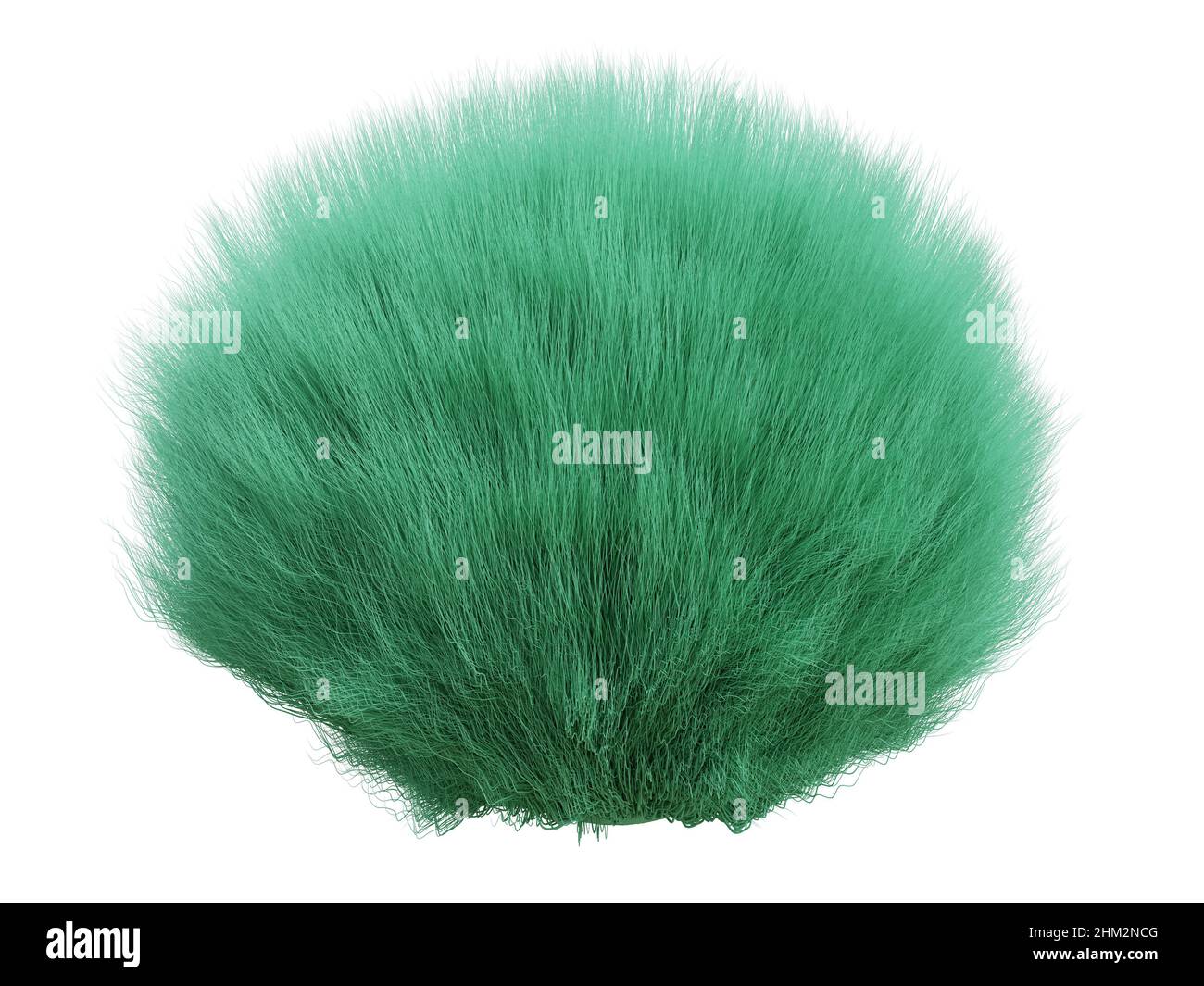 Flauschige Kugel, pelzige grüne Kugel isoliert auf weißem Hintergrund Stockfoto