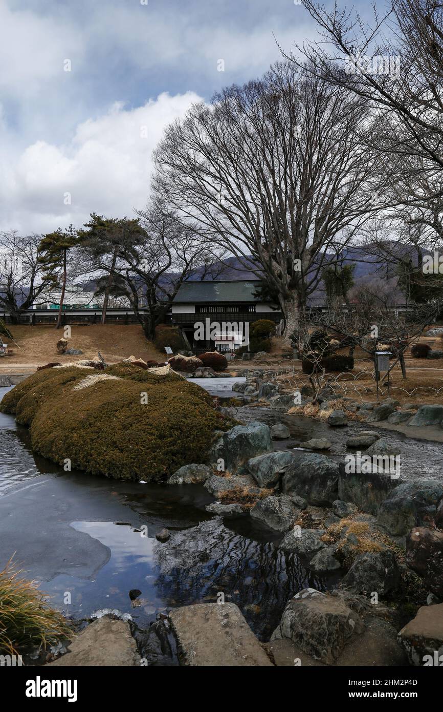 suwa, nagano, japan, 2022/06/02 , Blick auf die Burg Takashima (Takashima-jō) ist ein japanisches Schloss in Suwa, im Zentrum der Präfektur Nagano, Japan. Bei t Stockfoto