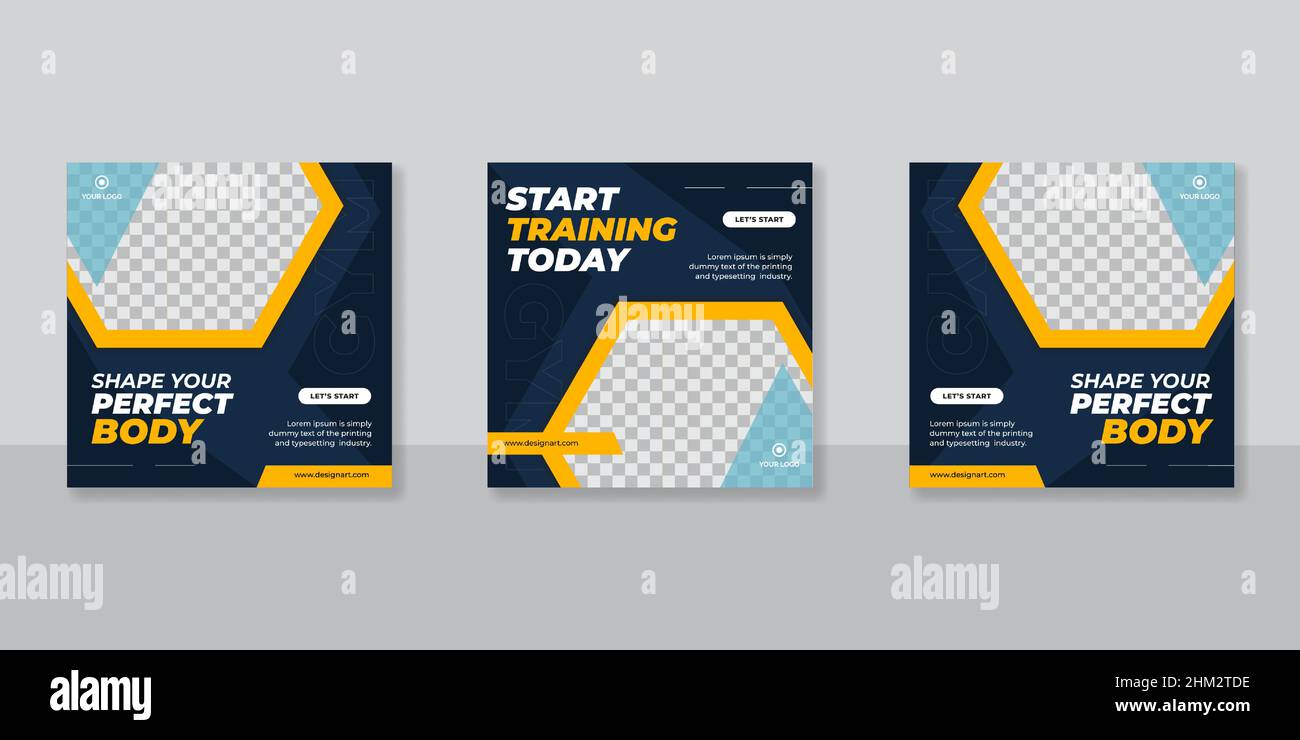 Vorlage für Social-Media-Post-Banner für Fitness und Fitness Stock Vektor