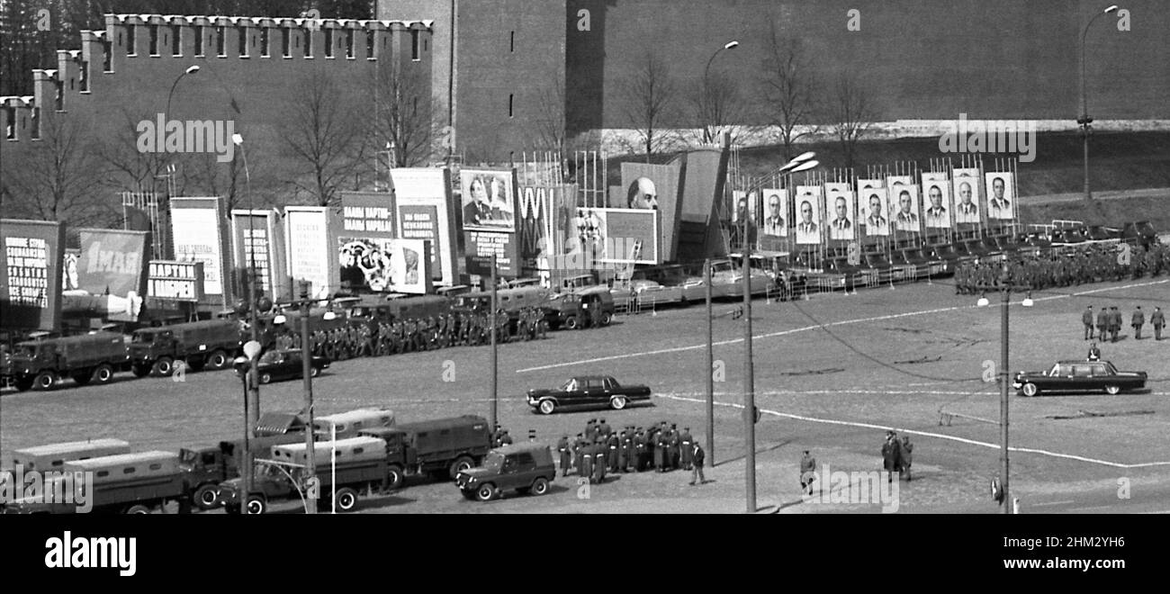 Moskau bereitet sich auf die Feier des 1. Mai, UdSSR, Russland, April 1976 Stockfoto