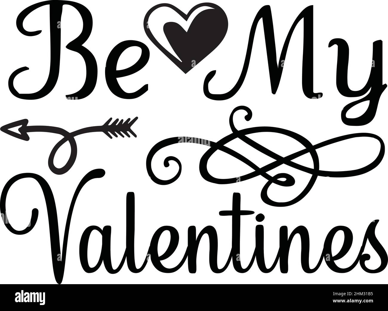 Sei mein Valentinstag T-Shirt Monogramm Text Vektor Vorlage Stock Vektor