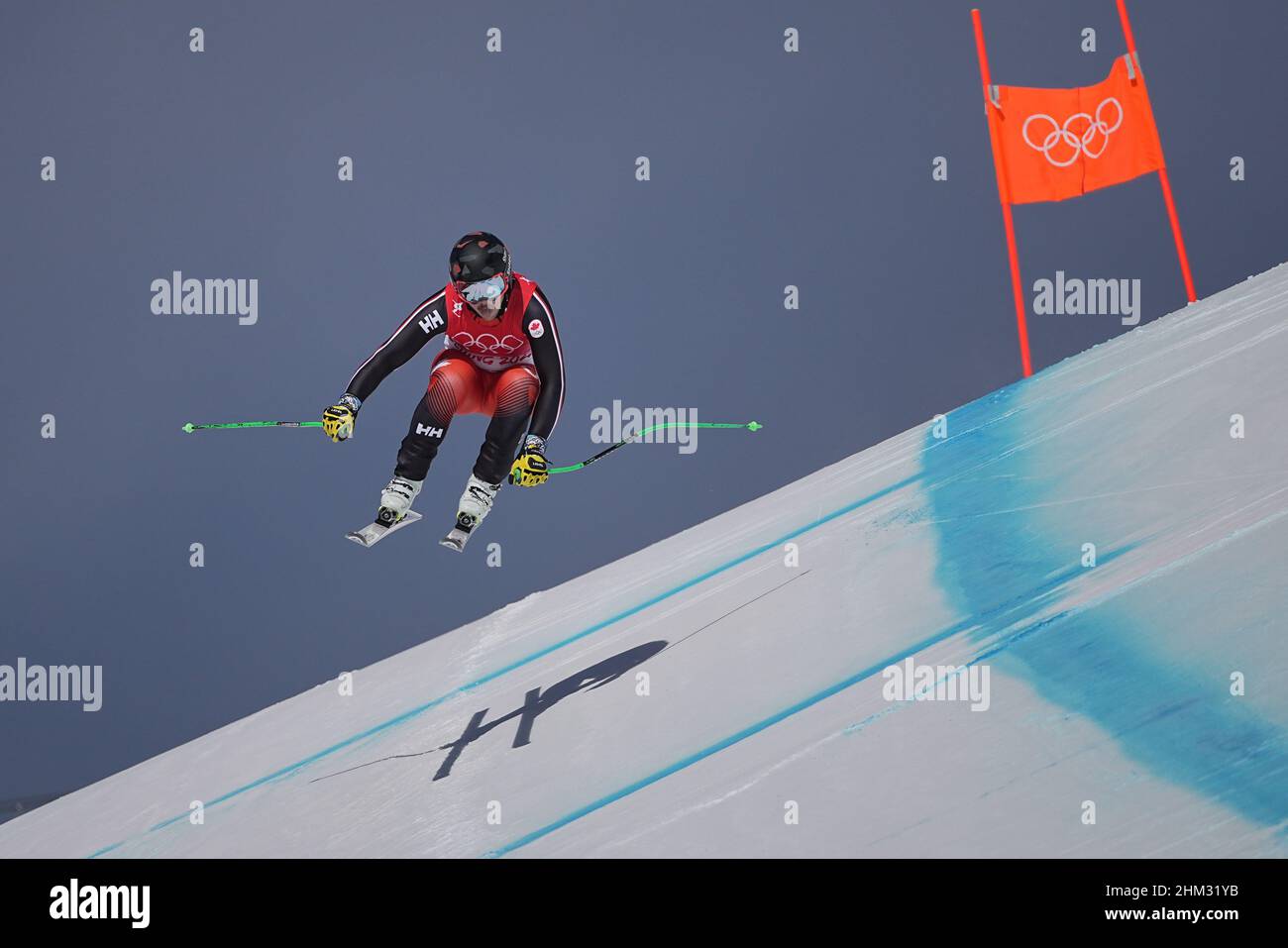 Yanqing, China. 07th. Februar 2022. Olympische Spiele, Ski alpin, Abfahrt, Männer im Nationalen Alpinen Ski-Zentrum. James Crawford aus Kanada in Aktion. Quelle: Michael Kappeler/dpa/Alamy Live News Stockfoto
