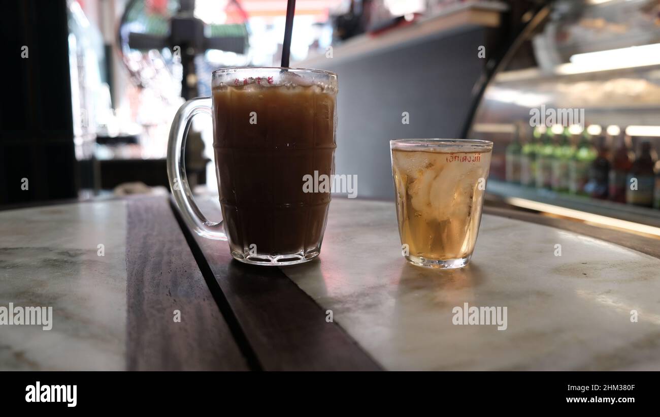 Ek Teng Phu Ki Thai-Chinese Heritage Coffee Shop Phat Sai, Samphanthawong, Chinatown Bangkok เอ็กเต็งผู่กี่gourmet Stockfoto