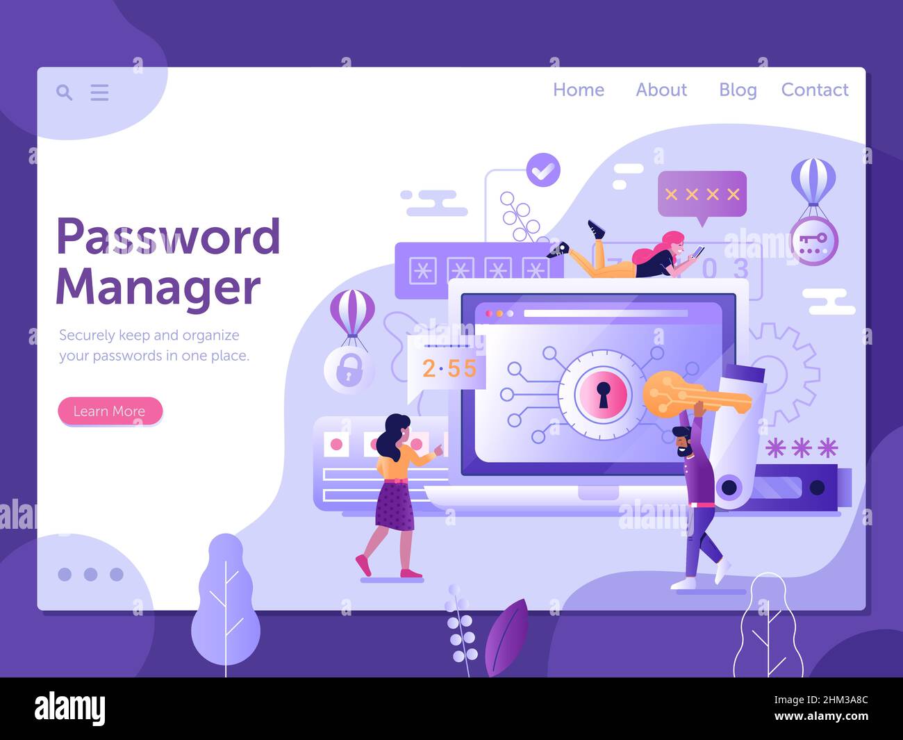Web-Banner zur Passwortspeicherung und Datenverschlüsselung Stock Vektor